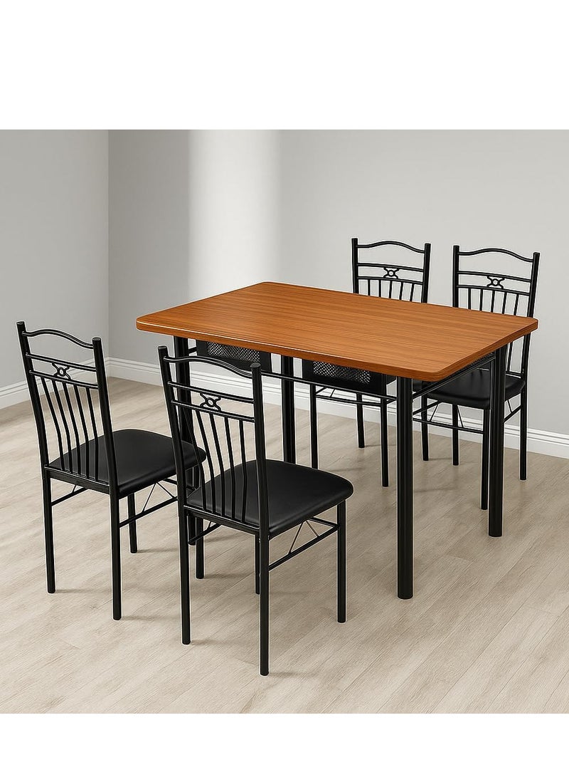 SULSHA Traidan Dining Table 4 seater Rectangular Dining Set | Sturdy Kitchen Wooden Top Table with Fabric Chairs Metal Frame | Dining set 1+4 Seater for Home, Dining Room (Cherry) - Image 2